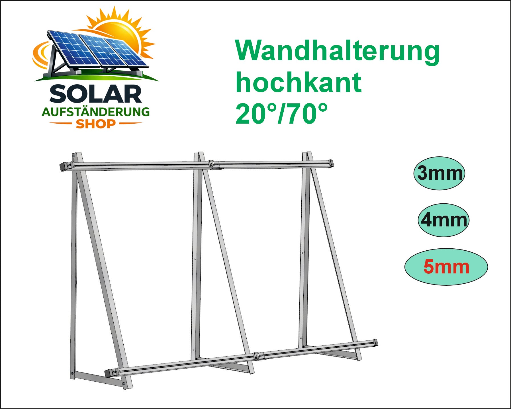 Solar Solarmodul Wand- / Bodenhalterung (hochkant) 20°/70°