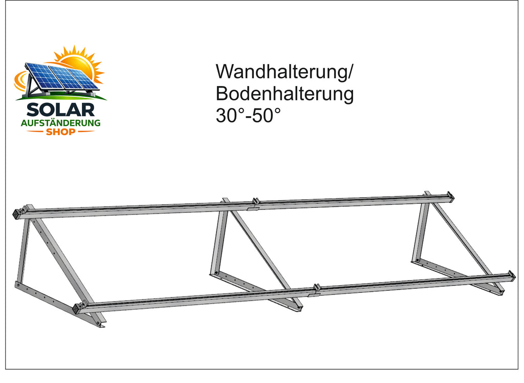 Solarmodul Aufständerung Wandhalterung Quer 30°-50° für 1-6 Module