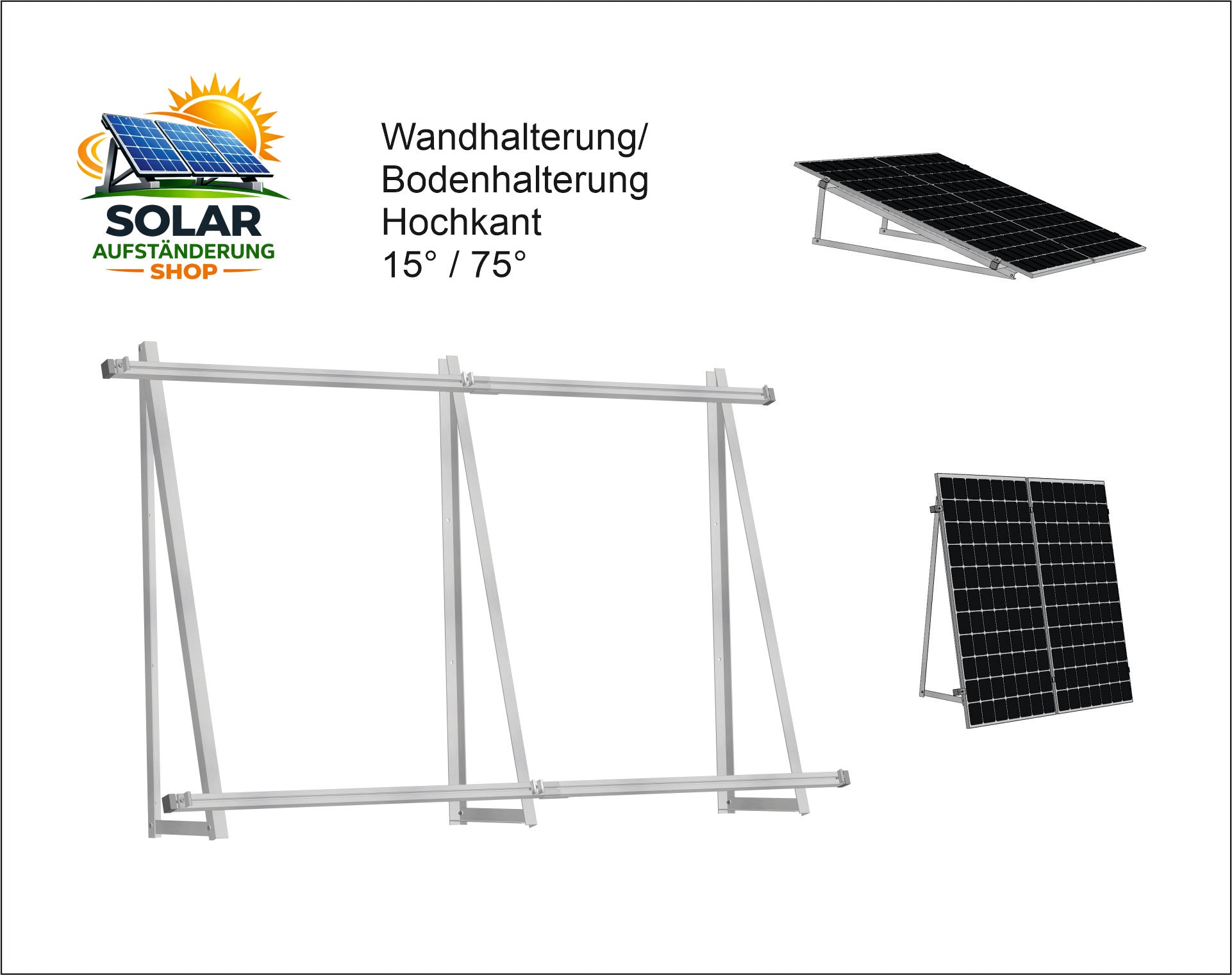 Solar Solarmodul Wand- / Bodenhalterung (hochkant) 15°/75°
