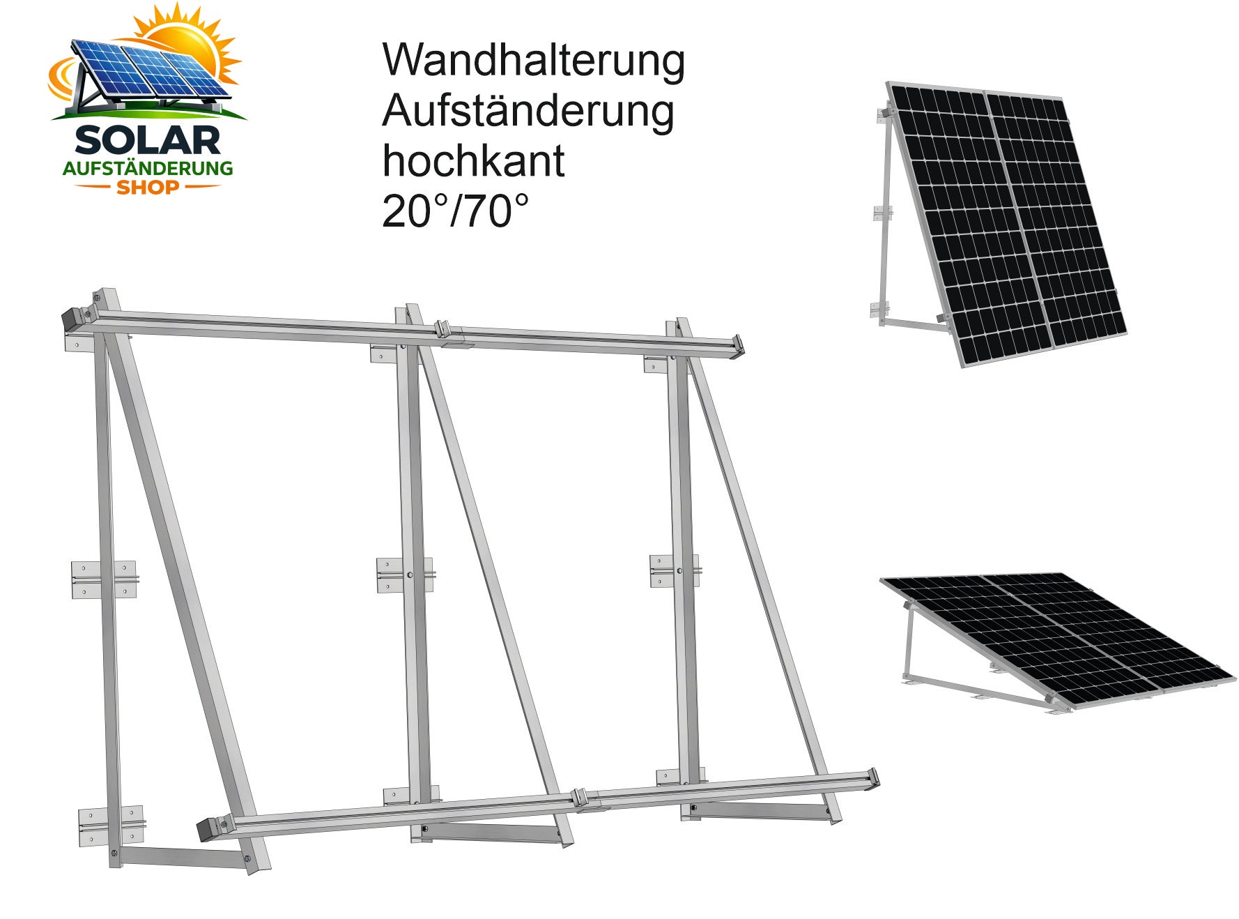 Solar Solarmodul Wand- / Bodenhalterung (hochkant) 20°/70°