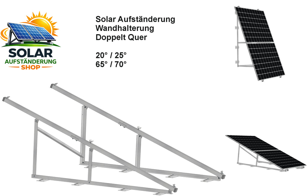 PV Solarmodul Wandhalterung Aufständerung 20° / 25° Doppelt Quer für 2 Module