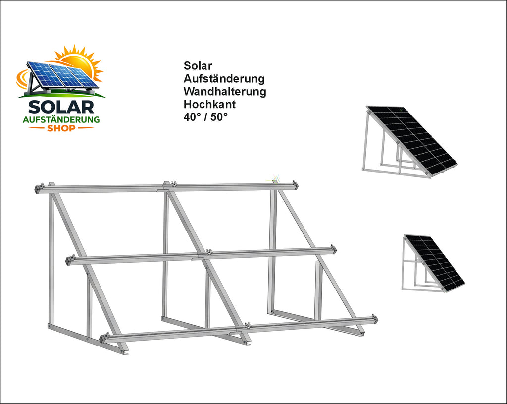 Solar Solarmodul Wandhalterung Bodenhalterung (hochkant) 40° / 50°
