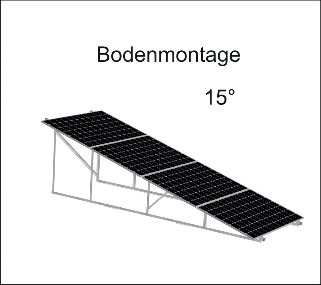 Solar PV-Aufständerung für 4 Module im Querformat 15° / 75°