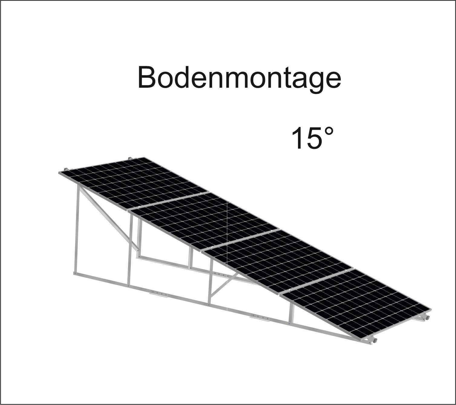 Solar PV-Aufständerung für 4 Module im Querformat 15° / 75°
