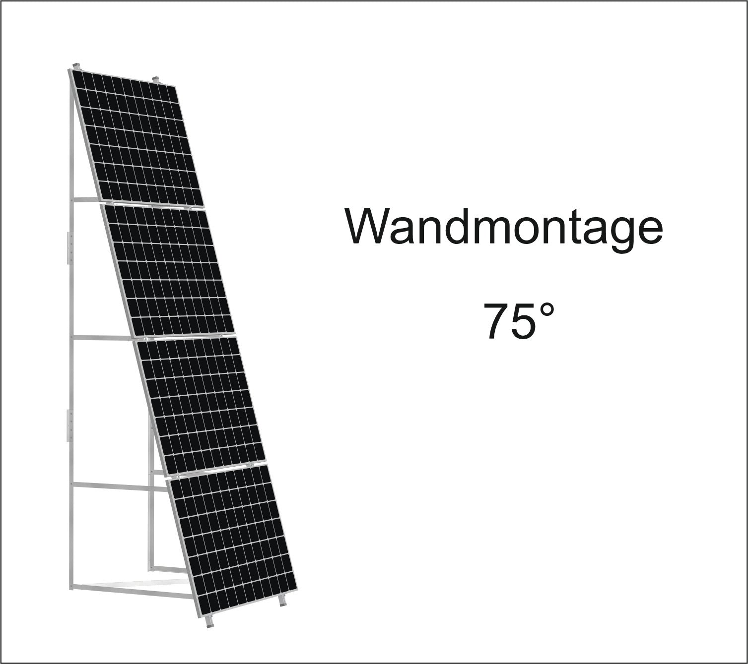 Solar PV-Aufständerung für 4 Module im Querformat 15° / 75°