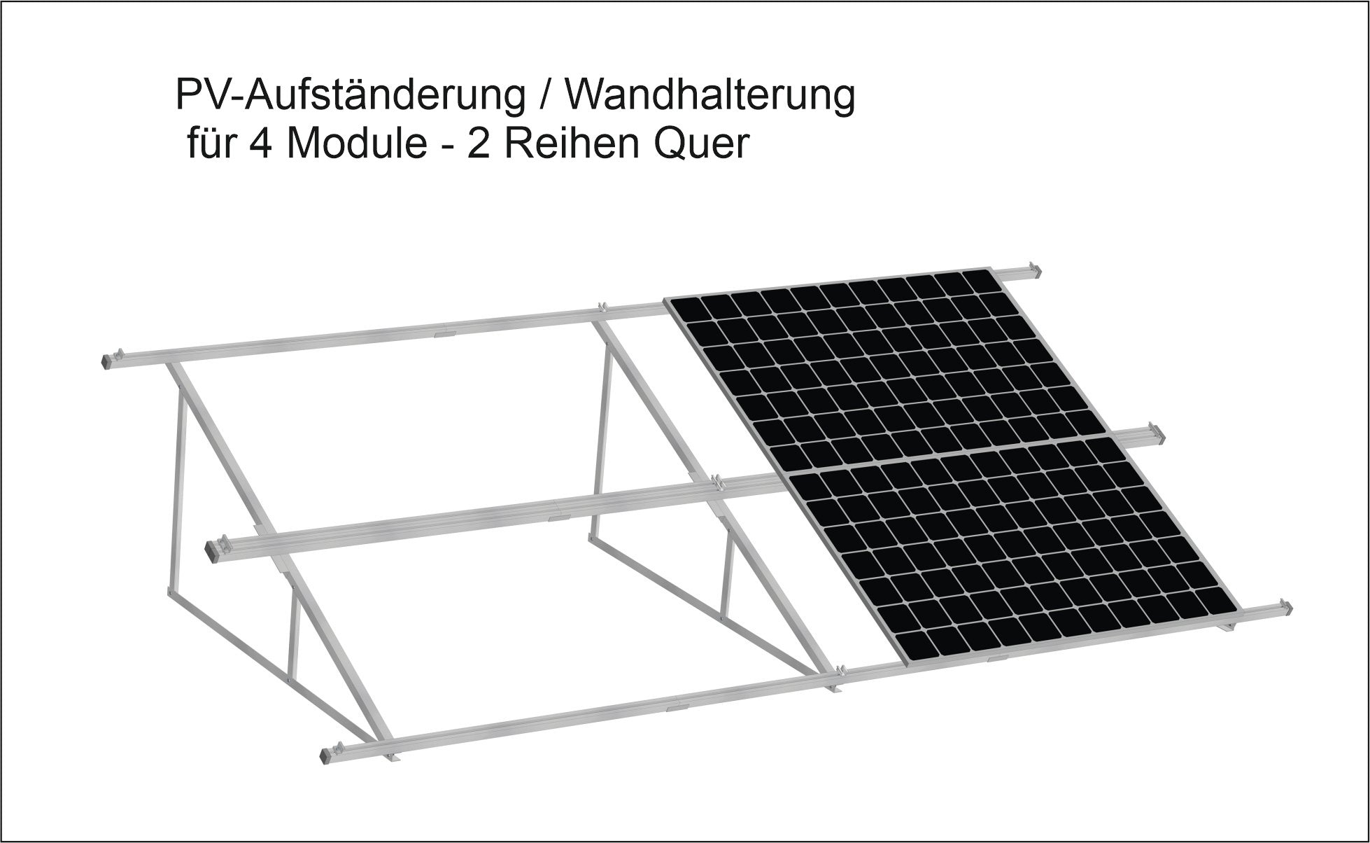 Solar PV-Aufständerung Wandhalterung für 4 Module im Querformat 25° 30°