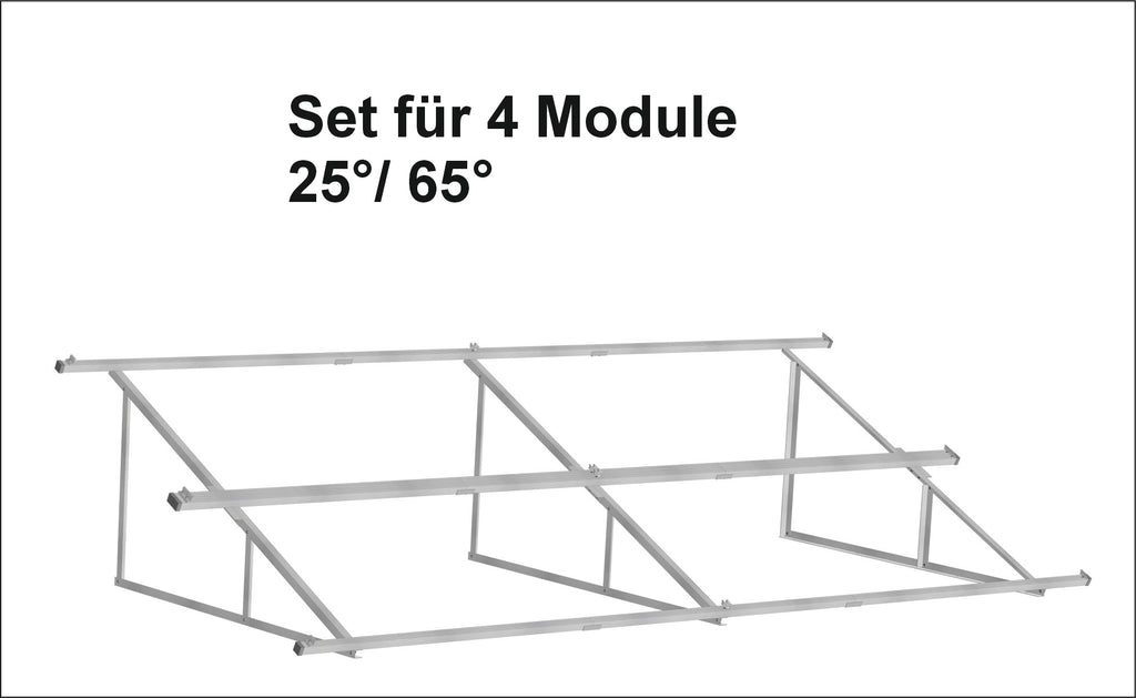 Solar PV-Aufständerung Wandhalterung für 4 Module im Querformat 25° 30°