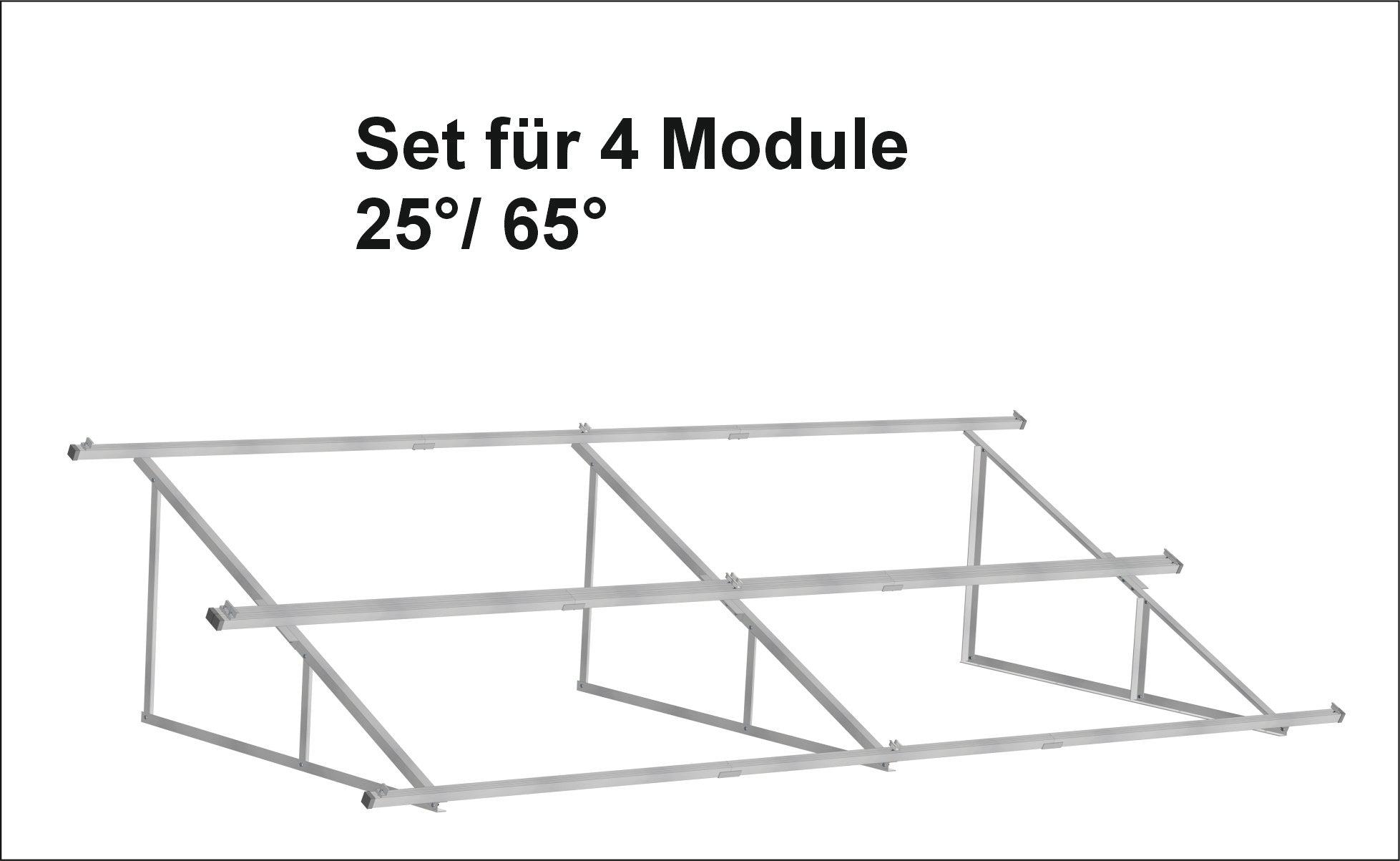 Solar PV-Aufständerung Wandhalterung für 4 Module im Querformat 25° 30°