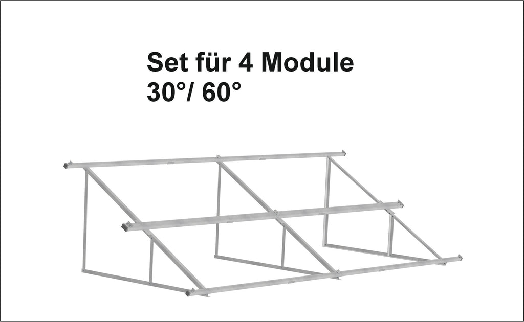 Solar PV-Aufständerung Wandhalterung für 4 Module im Querformat 25° 30°