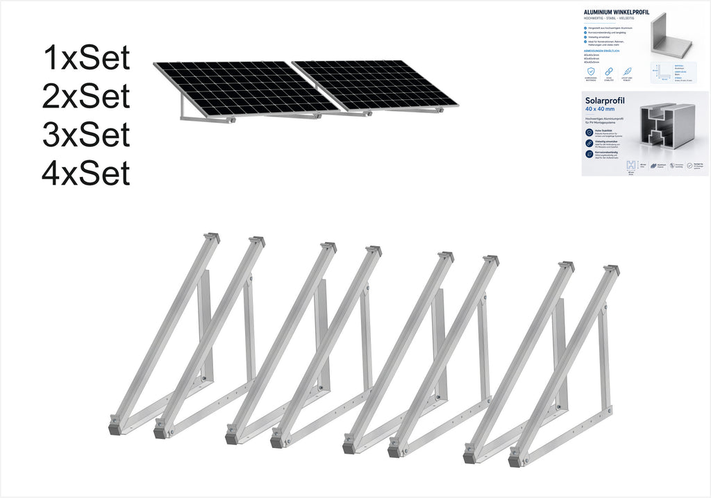 Solar Aufständerung Balkonkraftwerk Wandhalterung PV Halterung 1-4 Module