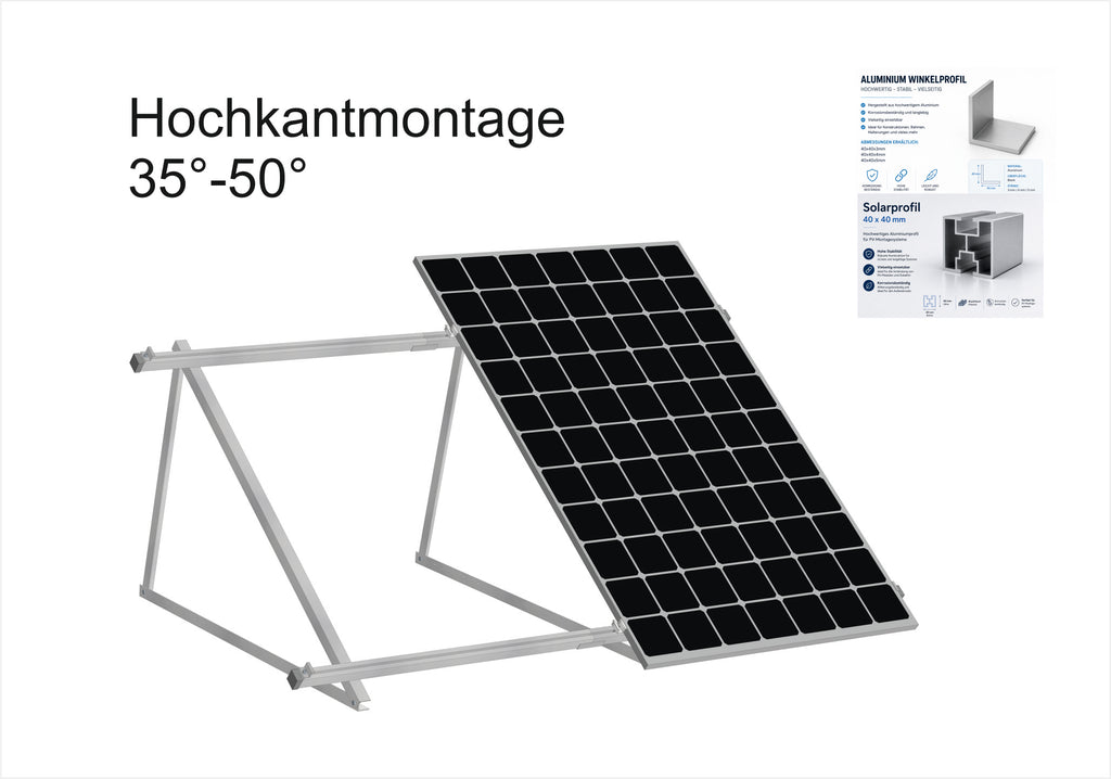 PV Solarmodul Halterung Aufständerung Hochkantmontage 35°-50°