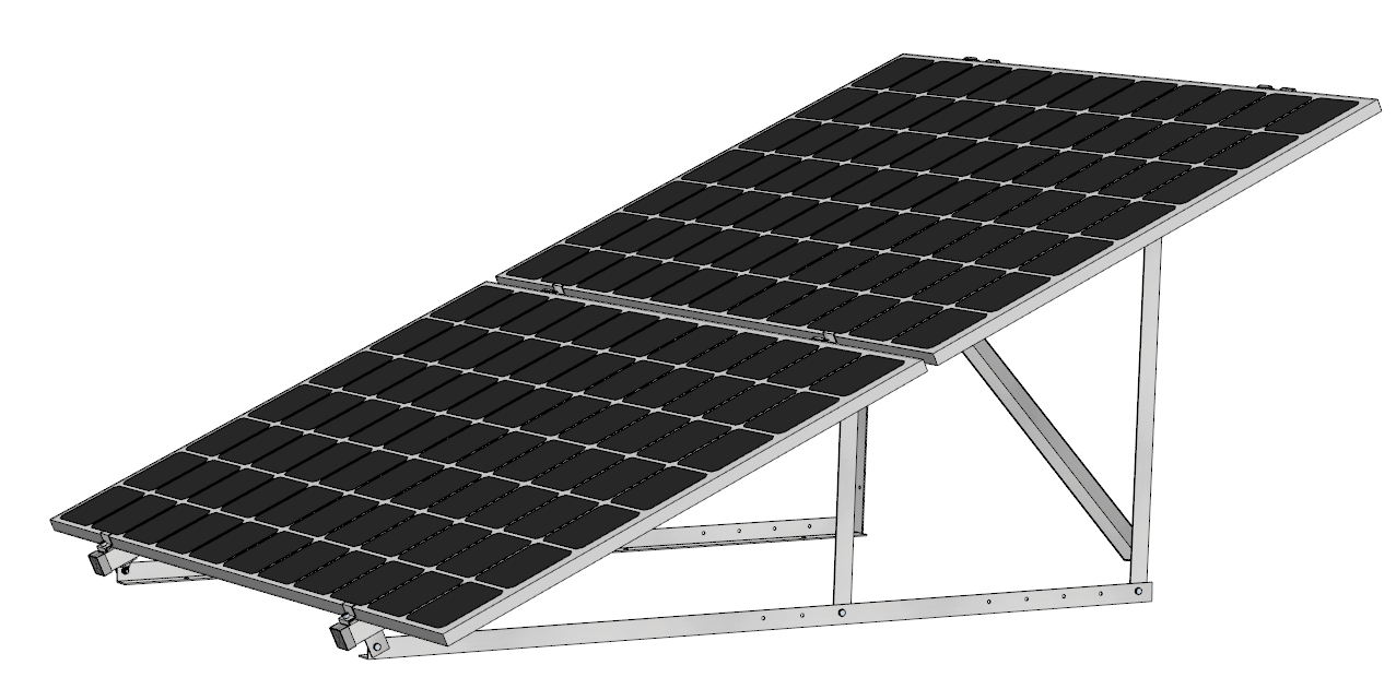 PV Solar Aufständerung Wandhalterung 2 Module – doppelte Quer-Montage 25°-35°
