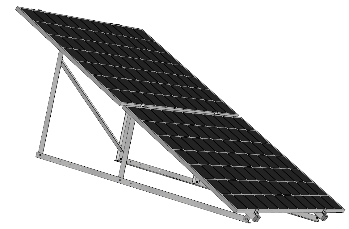 PV Solar Aufständerung Wandhalterung 2 Module – doppelte Quer-Montage 25°-35°