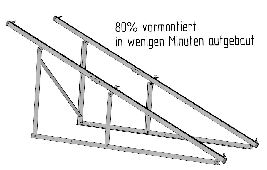 PV Solar Aufständerung Wandhalterung 2 Module – doppelte Quer-Montage 25°-35°