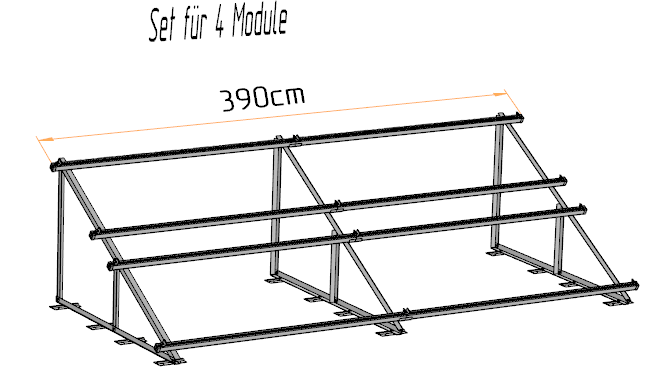 PV Solarmodul Halterung Aufständerung 30° / 60° Doppelt Quer Trapez