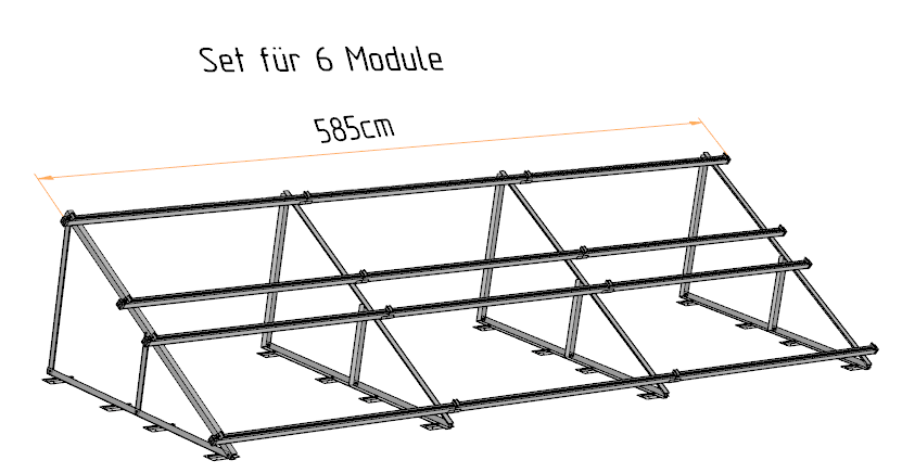 PV Solarmodul Halterung Aufständerung 30° / 60° Doppelt Quer Trapez