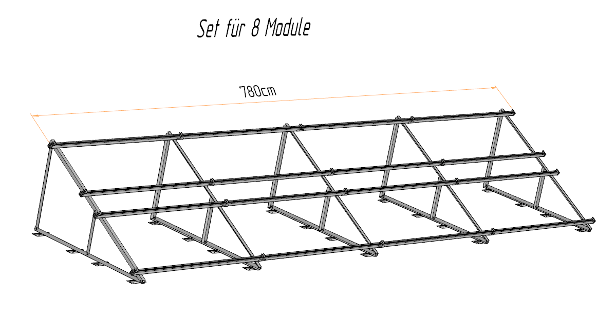 PV Solarmodul Halterung Aufständerung 30° / 60° Doppelt Quer Trapez