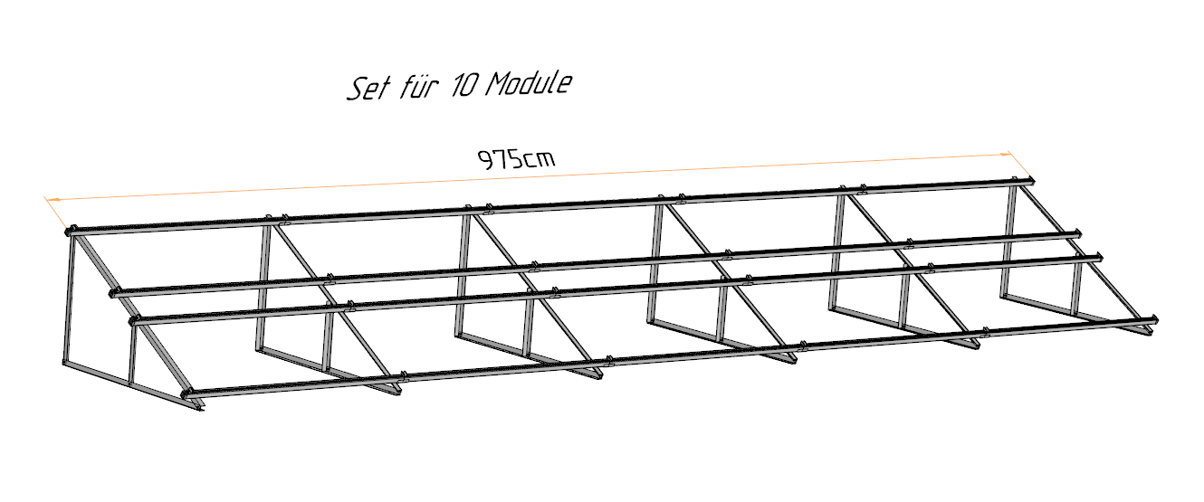 PV Solarmodul Halterung Aufständerung 30° / 60° Doppelt Quer 2-10 Module