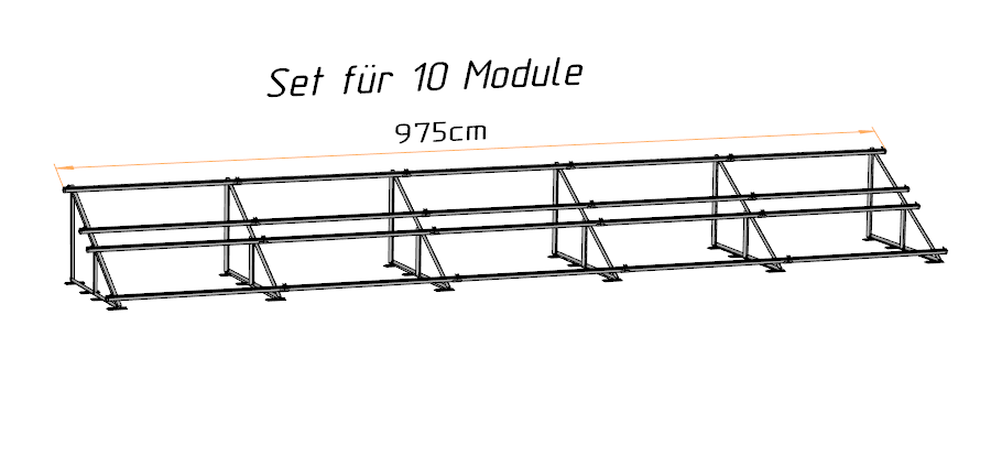 PV Solarmodul Halterung Aufständerung 30° / 60° Doppelt Quer Trapez