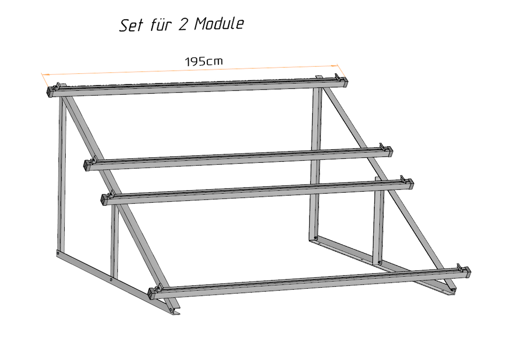 PV Solarmodul Halterung Aufständerung 30° / 60° Doppelt Quer 2-10 Module