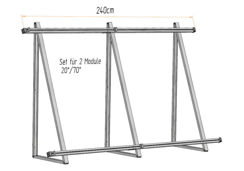 PV Solarmodul Wandhalterung Bodenhalterung (hochkant) 20° / 70°