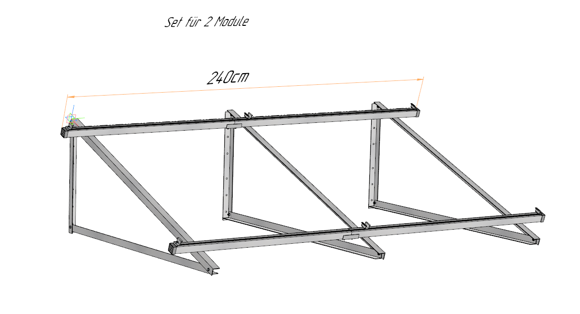 Solar Aufständerung Wandmontage 20° Vordach PV Modul Aluminium 2-4 Module