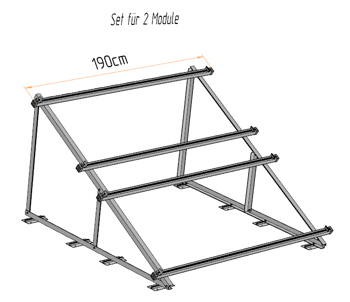 PV Solarmodul Halterung Aufständerung 30° / 60° Doppelt Quer Trapez