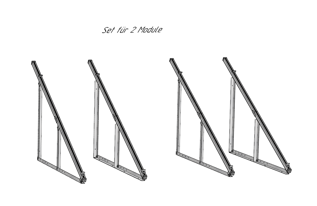 Solarmodul Halterung / Aufständerung bis 215cm Hochkant