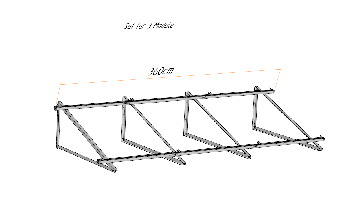 Solar Aufständerung Wandmontage 20° Vordach PV Modul Aluminium 2-4 Module
