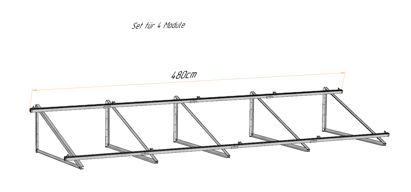 Solar Aufständerung Wandmontage 20° Vordach PV Modul Aluminium 2-4 Module