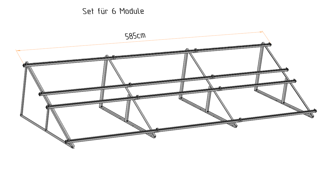 PV Solarmodul Halterung Aufständerung 30° / 60° Doppelt Quer 2-10 Module